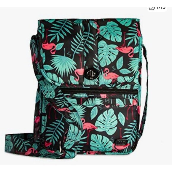 Lug Moped Crossbody Bag Flamingo Print RFID Card Holder Travel - Picture 1 of 9